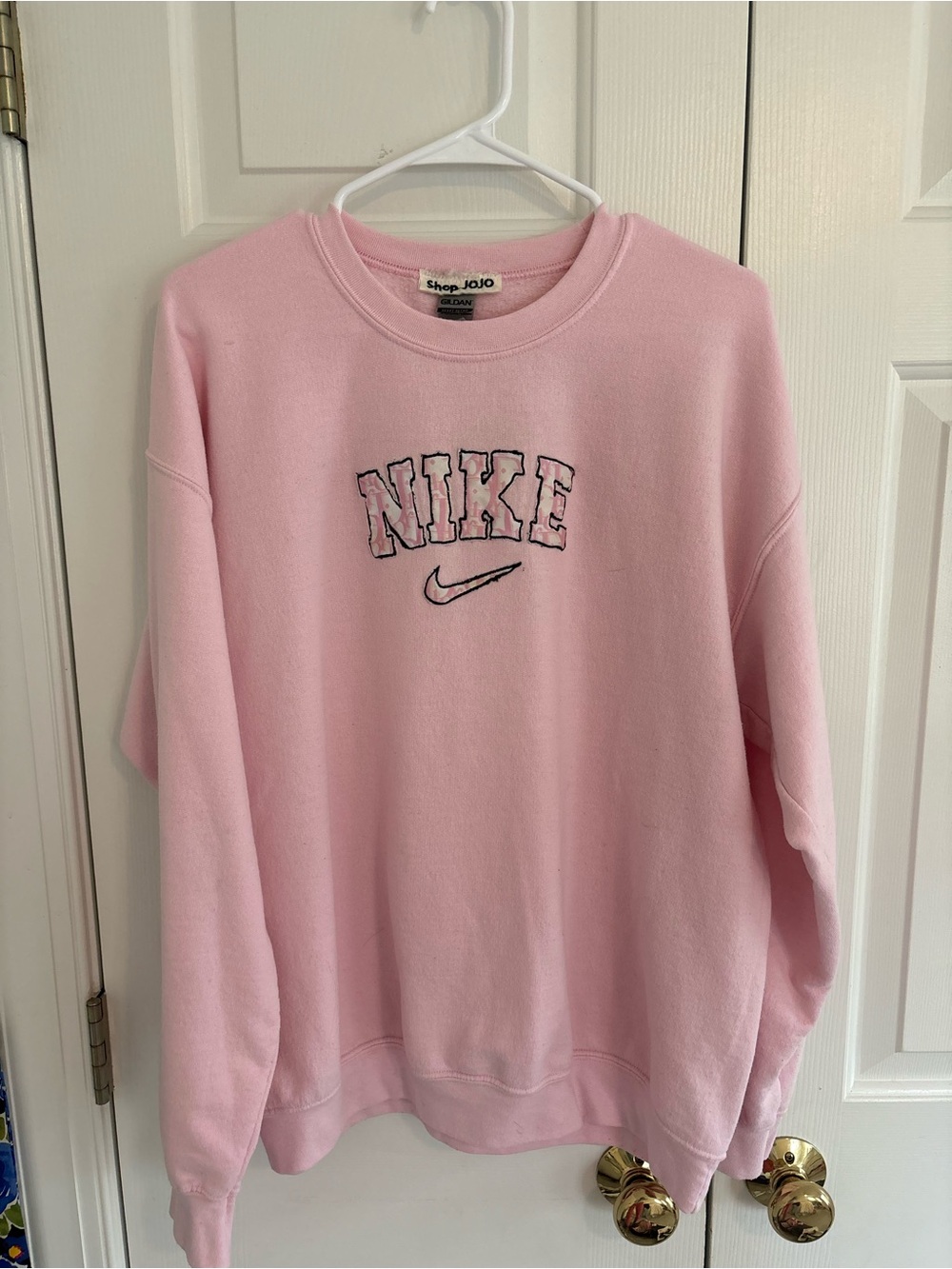Custom sweatshirt- nike logo with pink dior fabric